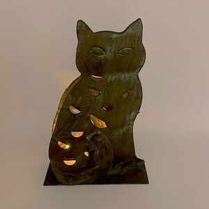 Adorable, Pressed and Pierced Metal, CAT, Tealight Holder, Approx. 6.5” tall